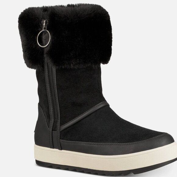 UGG Shoes - Ugg-Black Shearling-Lined Winter Boots – Cozy Fur Cuff & Platform Sole